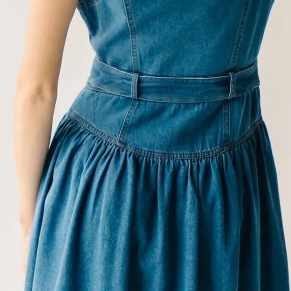 NWT Piper & Scoot &Merci Anderson Button-Down Midi Dress in Denim - Picture 4 of 6